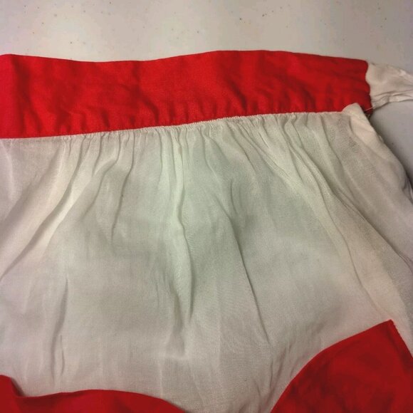 Kay Shannon Original Apron Vintage Christmas Tree White Red Sheer Tie Waist - Picture 11 of 11